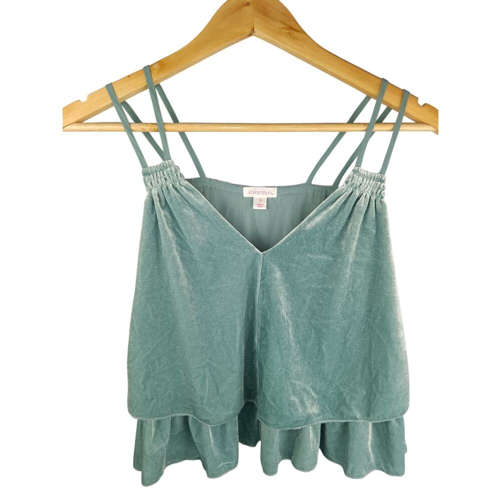 Xhilaration Mint Aqua Green Velveteen Double-Layer Camisole